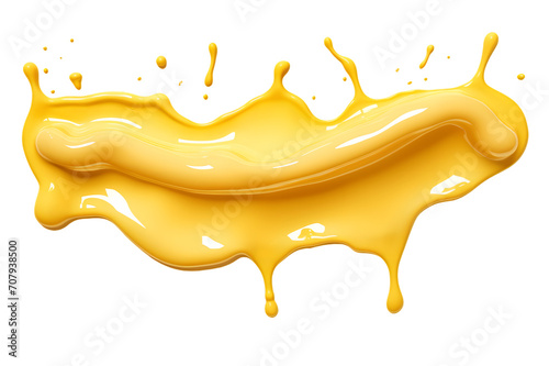 Melted cheese or yellow cream on white background