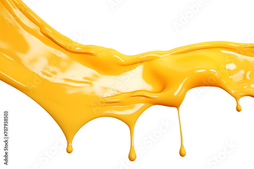 Melting cheese runs from top to bottom isolated on transparent background