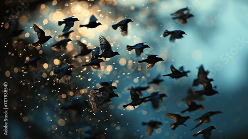 the background of a flock of birds flying © Oleh