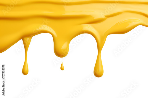 Melting cheese runs from top to bottom isolated on transparent background