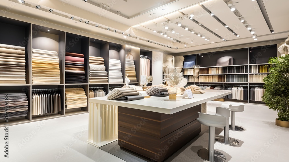 interior of a fabric shop with a luxury concept