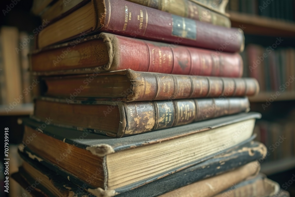 A stack of books sitting on top of each other. Great for educational concepts and library themes A stack of books sitting on top of each other. Great for educational concepts and library themes