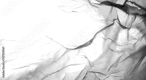 Piece of Crumpled Foil, Backlit From Below. Visible Creases and Unevenness on Piece of Foil Garbage. No Background. Demaged Crinkled Plastic Balls. Foil Surface with Copyspace. photo