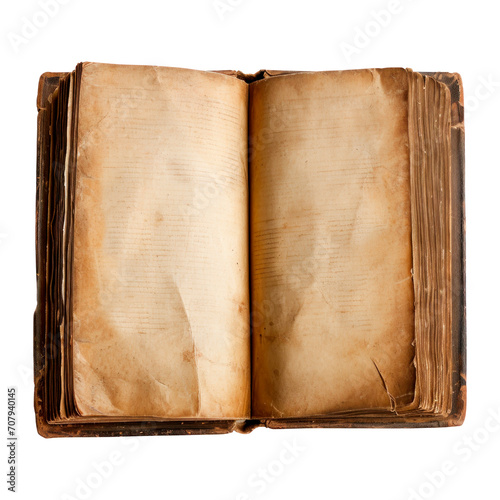 Old book with blank pages. Isolated on transparent background.