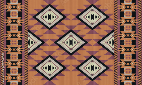 American tribal ethnic native pattern.Traditional Navajo,Aztec,Apache,Southwest and Mexican style fabric pattern.Abstract vector motifs pattern.For fabric,clothing,blanket,carpet,woven,wrap,decoration