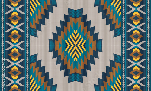 American tribal ethnic native pattern.Traditional Navajo,Aztec,Apache,Southwest and Mexican style fabric pattern.Abstract vector motifs pattern.For fabric,clothing,blanket,carpet,woven,wrap,decoration