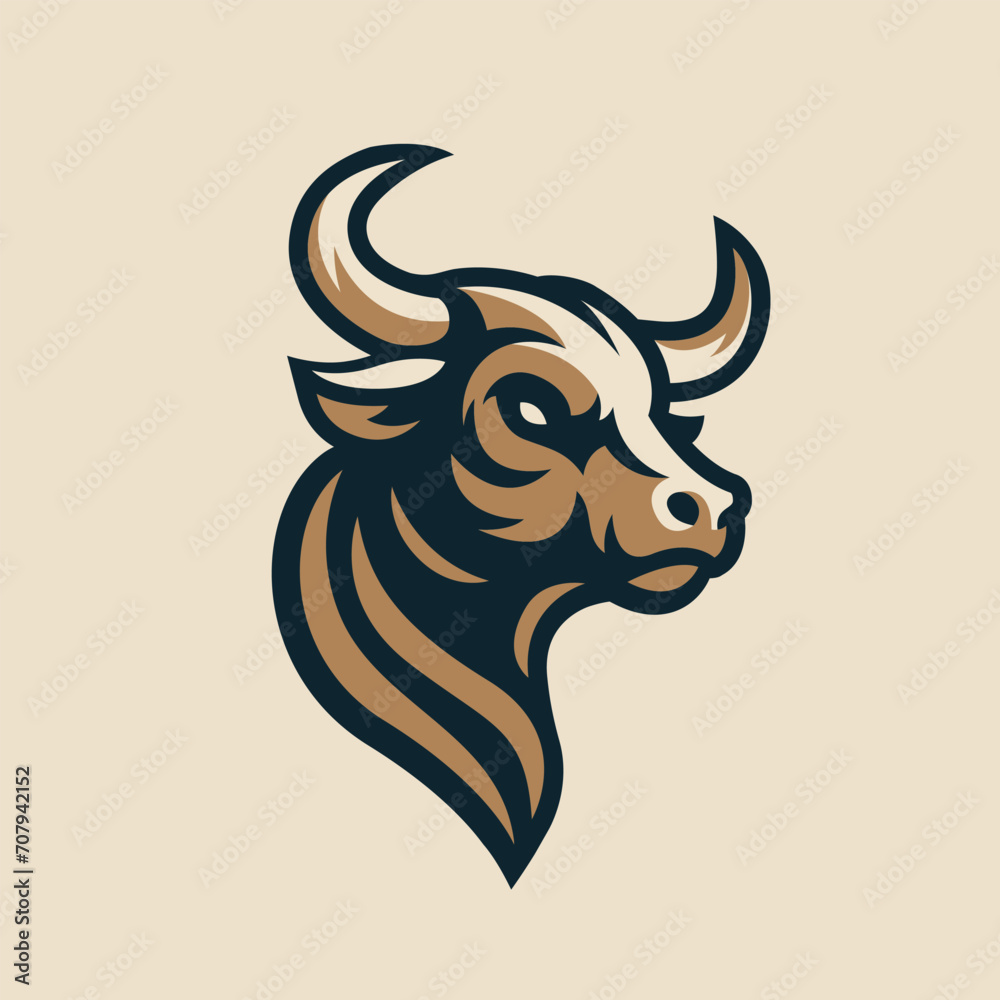 Bull head logo design. Creative bull horns symbol. Vector illustration. Bull head logo design. Creative bull horns symbol. Vector illustration.