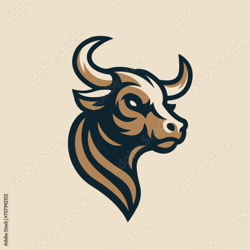 Bull head logo design. Creative bull horns symbol. Vector illustration. 