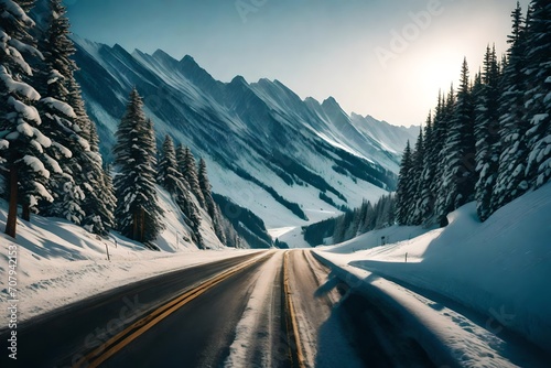 car driving on the road in winter