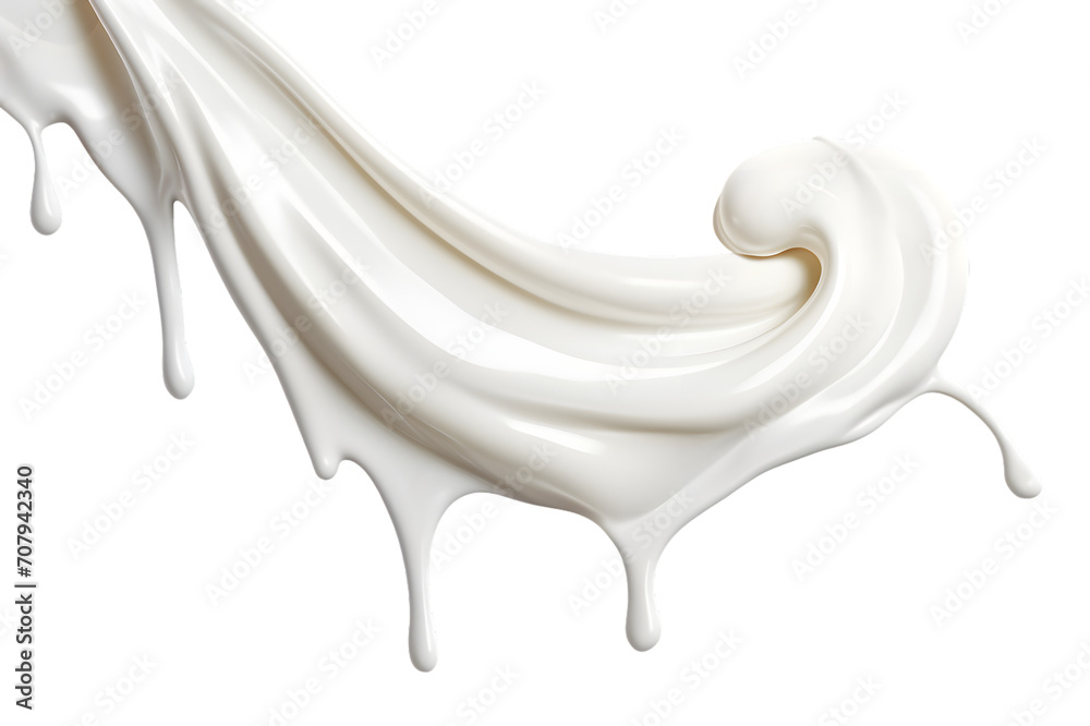 White milk or cream wave splash with splatters and drops isolated on transparent background White milk or cream wave splash with splatters and drops isolated on transparent background