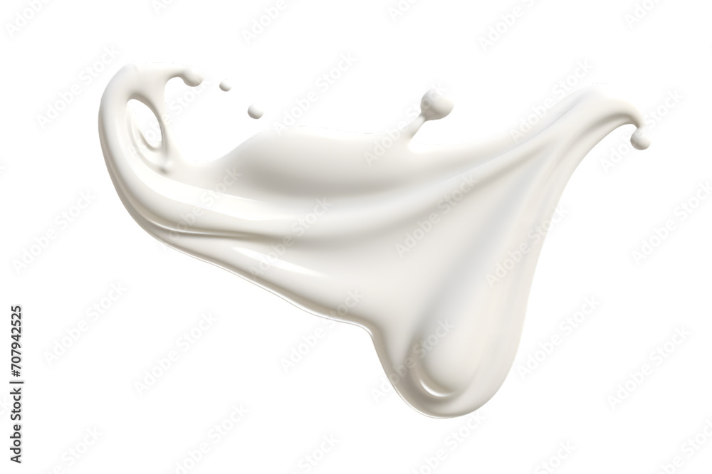 White milk or cream wave splash with splatters and drops isolated on transparent background White milk or cream wave splash with splatters and drops isolated on transparent background