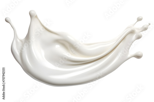 White milk or cream wave splash with splatters and drops isolated on transparent background