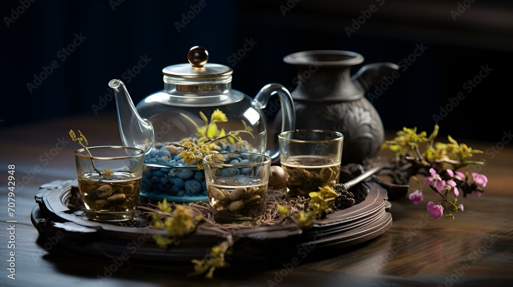 Tea on a wooden table. View from the top. High resolution
Tea on a wooden table. View from the top. High resolution