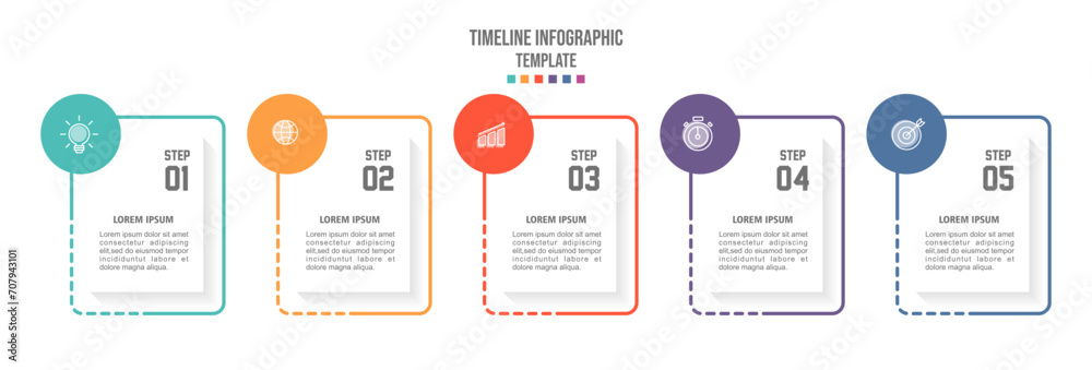 Vector Infographic label design template with icons and 5 options or steps. - obrazy, fototapety, plakaty 