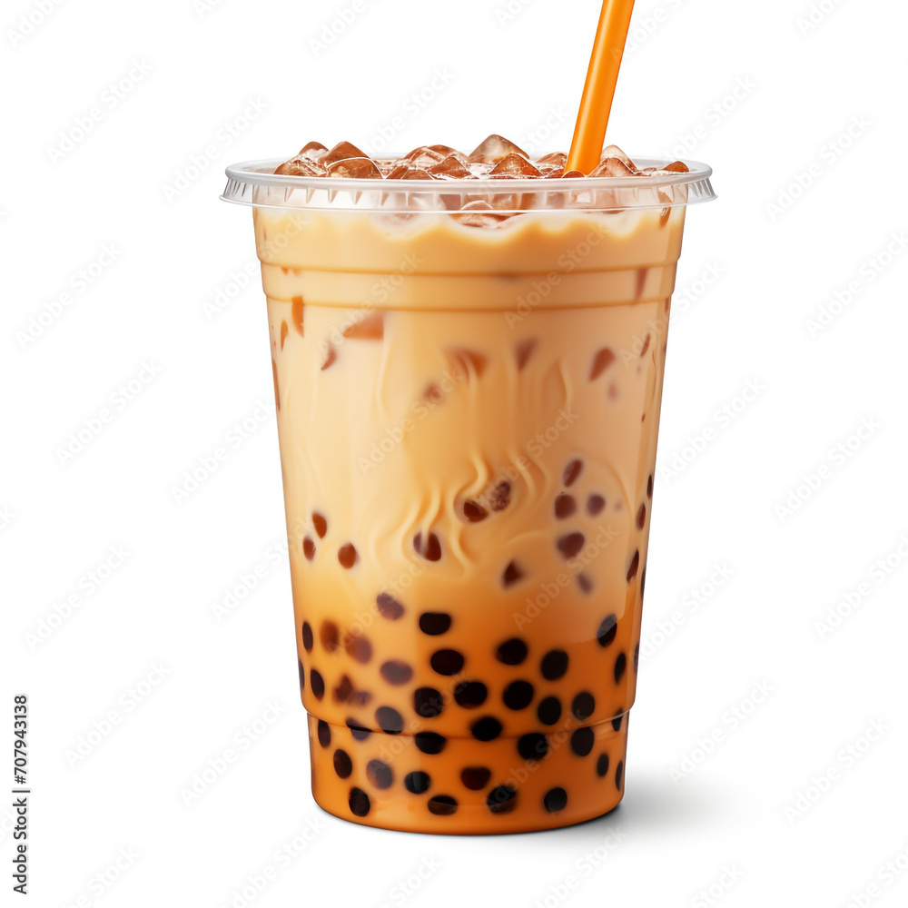 photography of a plastic cup of iced bubble tea isolated on a transparent background created with Generative Ai photography of a plastic cup of iced bubble tea isolated on a transparent background created with Generative Ai
