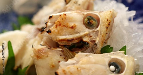 raw fish cut in pieces
