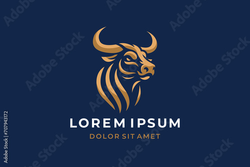 Bull head logo design. Creative bull horns symbol. Vector illustration. 