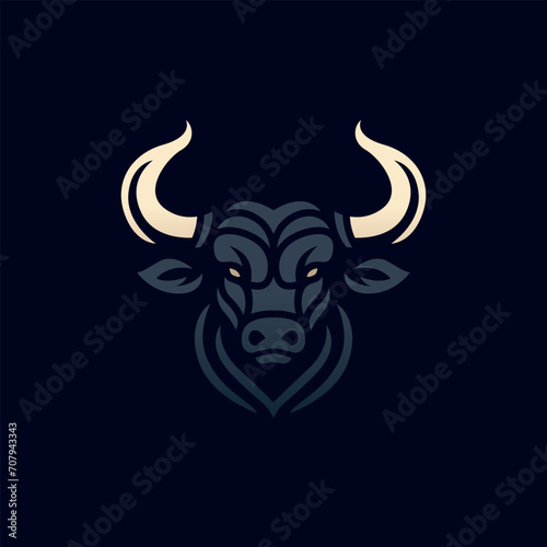 Bull head logo design. Creative bull horns symbol. Vector illustration. 