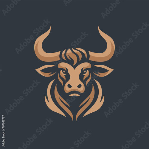 Bull head logo design. Creative bull horns symbol. Vector illustration. 