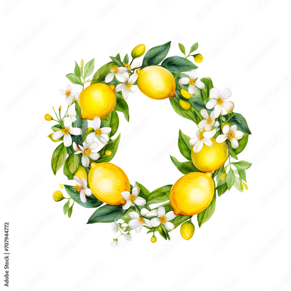 Water color clipart of fresh lemon wreath. Water color clipart of fresh lemon wreath.