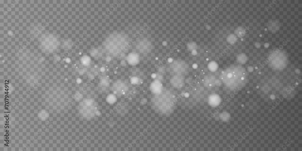 Luminous bokeh lights gently shimmering white light. Light abstract glowing lights. Bokeh light effect isolated on transparent background. Christmas background of glowing dust glow background. Luminous bokeh lights gently shimmering white light. Light abstract glowing lights. Bokeh light effect isolated on transparent background. Christmas background of glowing dust glow background.
