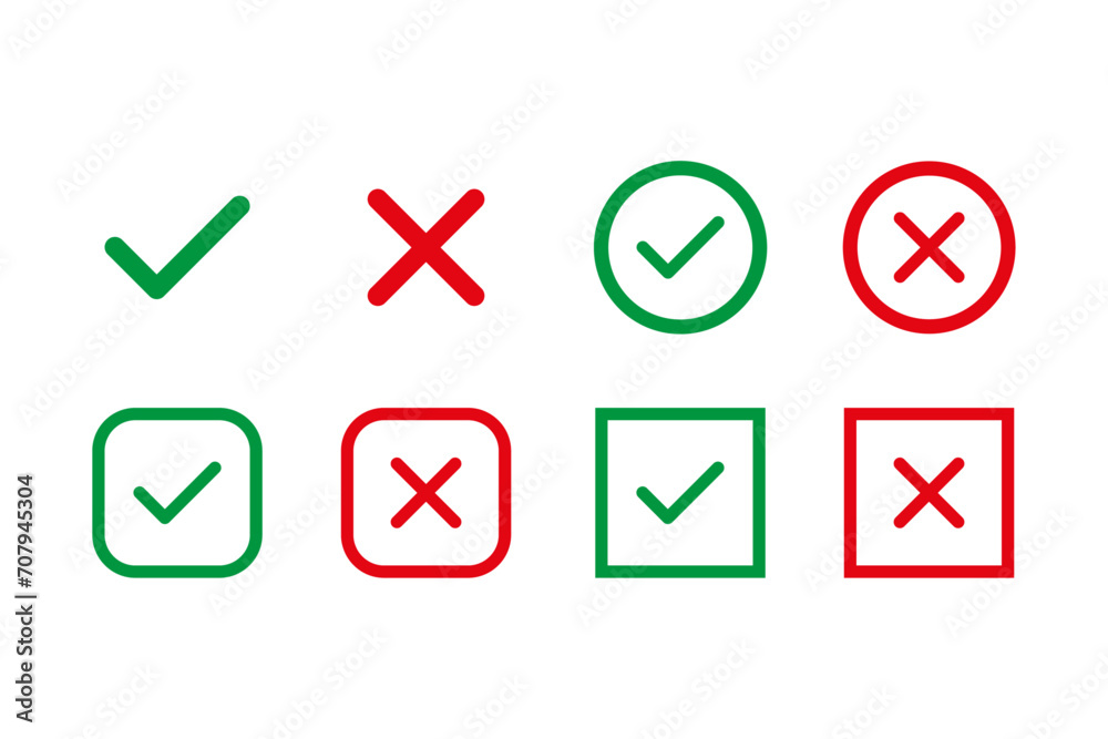 Vector Checkmark and Crossmark icon set. Vector Checkmark and Crossmark icon set.