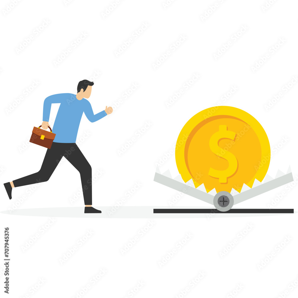 Businessman running to money pitfall, Vector illustration in flat style
Businessman running to money pitfall, Vector illustration in flat style