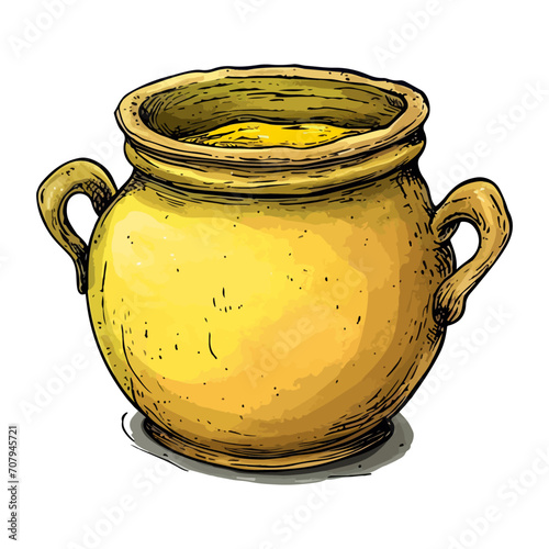 freehand drawn cartoon mustard pot