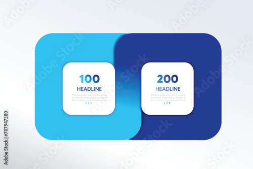 2 elements scheme, diagram. Two connected squares. Infographic template.