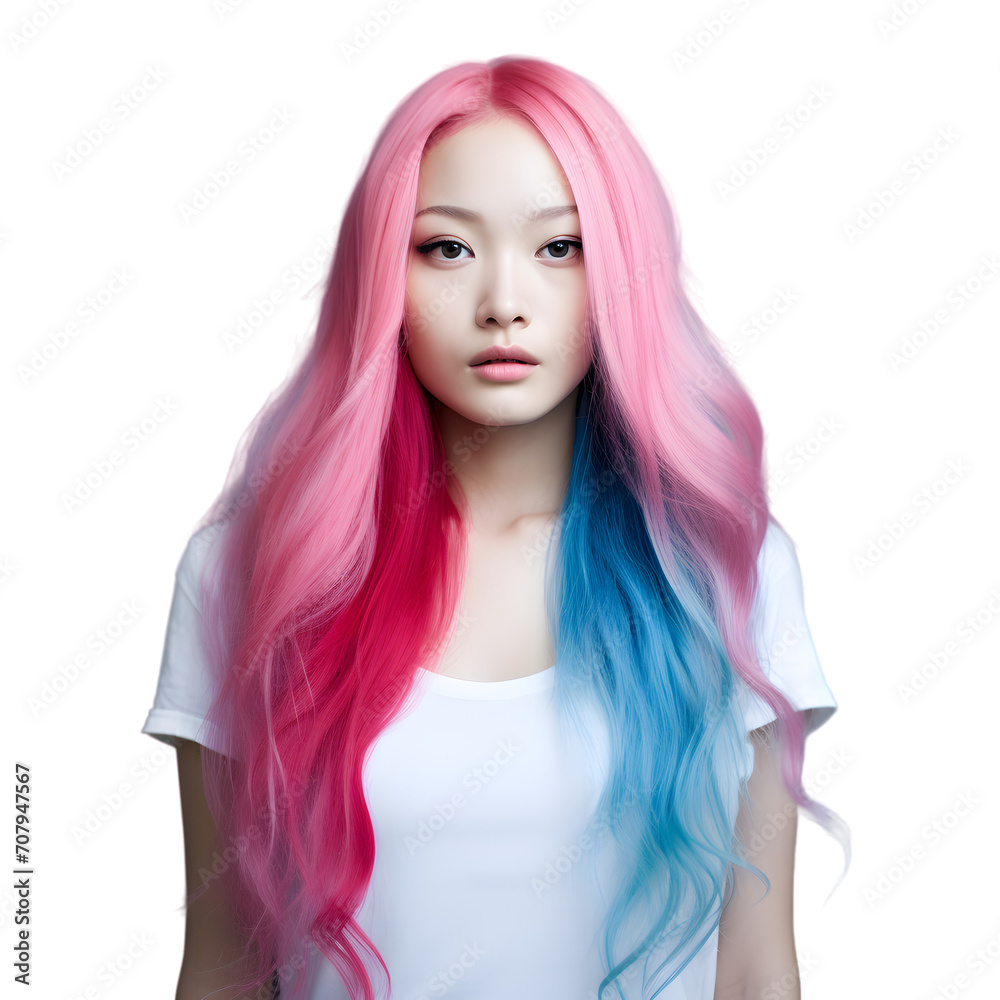 Portrait of an attractive pink hair woman isolated on transparent background Portrait of an attractive pink hair woman isolated on transparent background