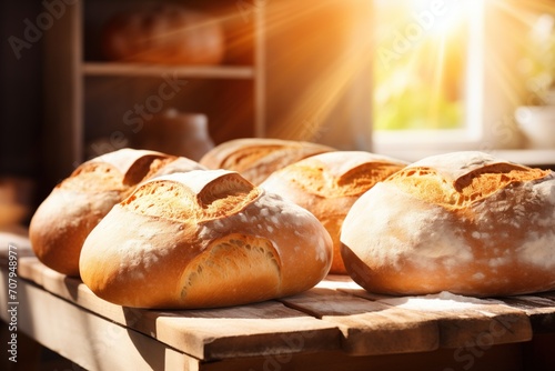 freshly baked bread in the sun