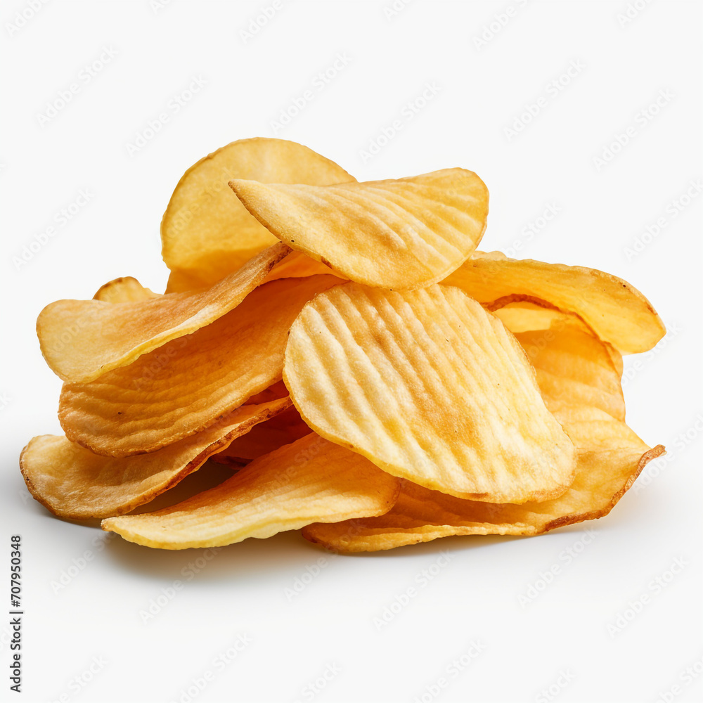 photography of potato chips isolated on a transparent background created with Generative Ai photography of potato chips isolated on a transparent background created with Generative Ai