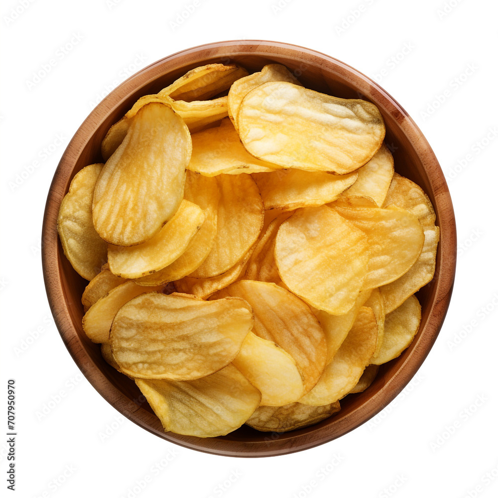 photography of potato chips isolated on a transparent background created with Generative Ai photography of potato chips isolated on a transparent background created with Generative Ai