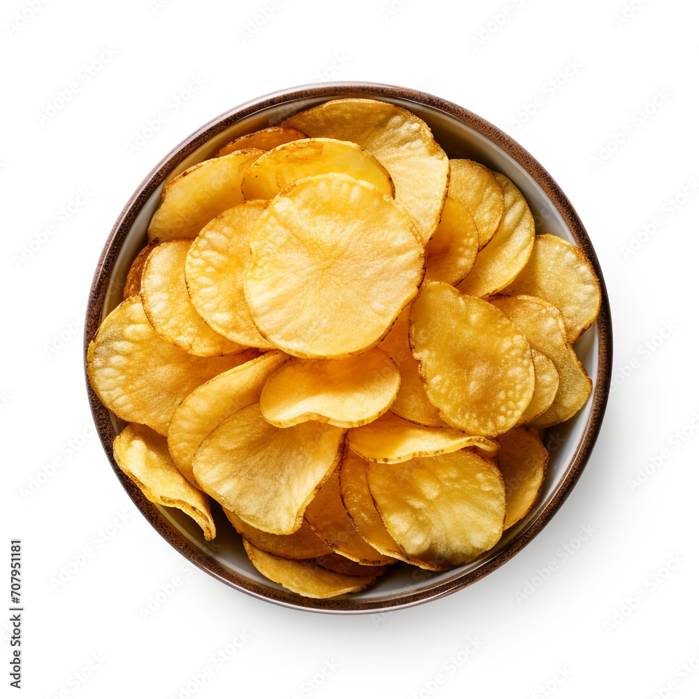 photography of potato chips isolated on a transparent background created with Generative Ai photography of potato chips isolated on a transparent background created with Generative Ai