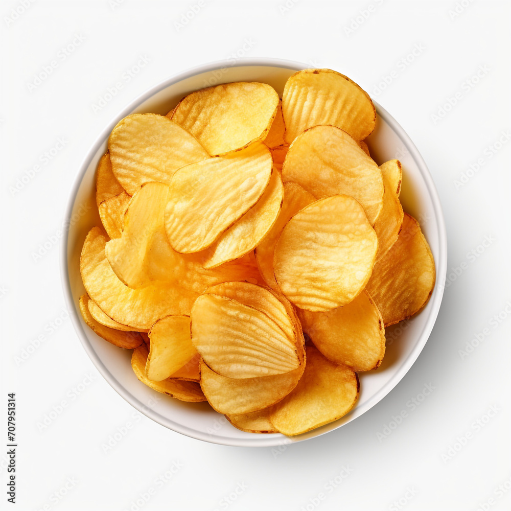 photography of potato chips isolated on a transparent background created with Generative Ai photography of potato chips isolated on a transparent background created with Generative Ai