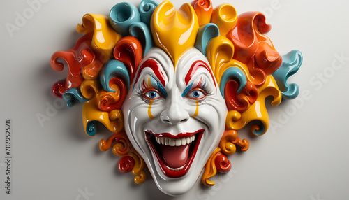 A joyful, smiling clown screams with laughter, spreading happiness generated by AI