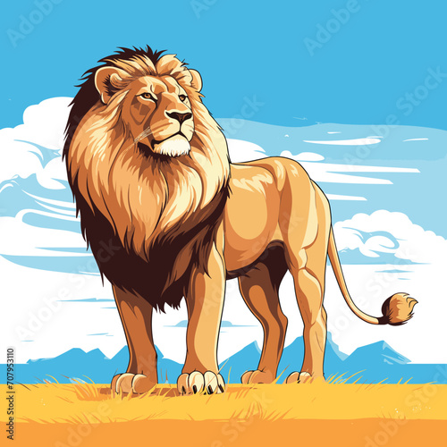 Fototapeta Naklejka Na Ścianę i Meble -  Standing lion isolated on a neutral background. Vector illustration