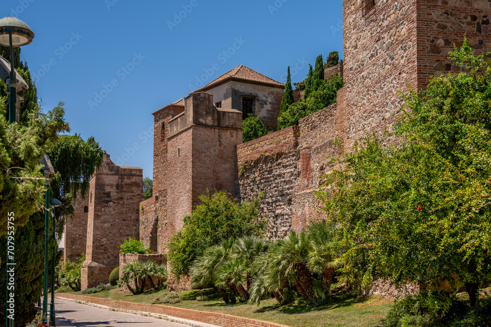 Views of old Moorish fortress in the city of Malaga.