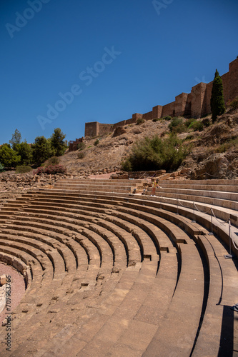 The Roman theatre outside of old Moorish fortress in the city of Malaga.