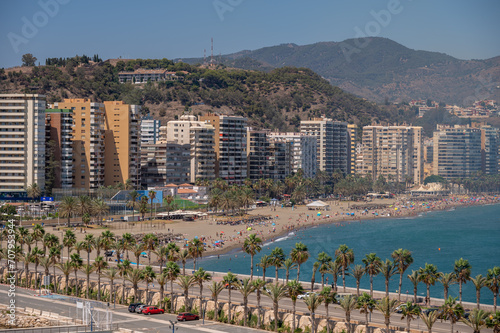  Views of the busy beach area in old Malaga.