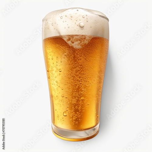 to top view photography of a glass of beer isolated on a transparent background p view photography of garlic bread on wooden board isolated on a transparent background created with Generative Ai