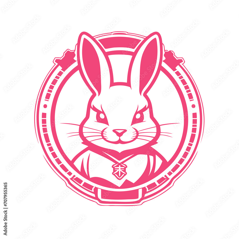 Fototapeta premium Pink Cute Rabbit Emblem Illustration