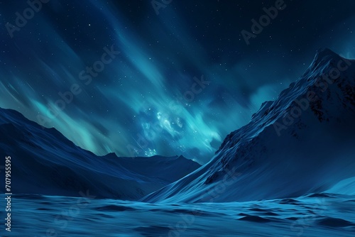Majestic Aurora Over Snow-Capped Mountain Range