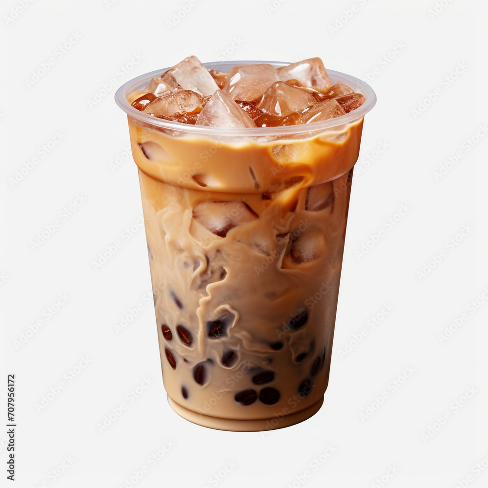 photography of a plastic cup of an iced coffee isolated on a transparent background created with Generative Ai photography of a plastic cup of an iced coffee isolated on a transparent background created with Generative Ai