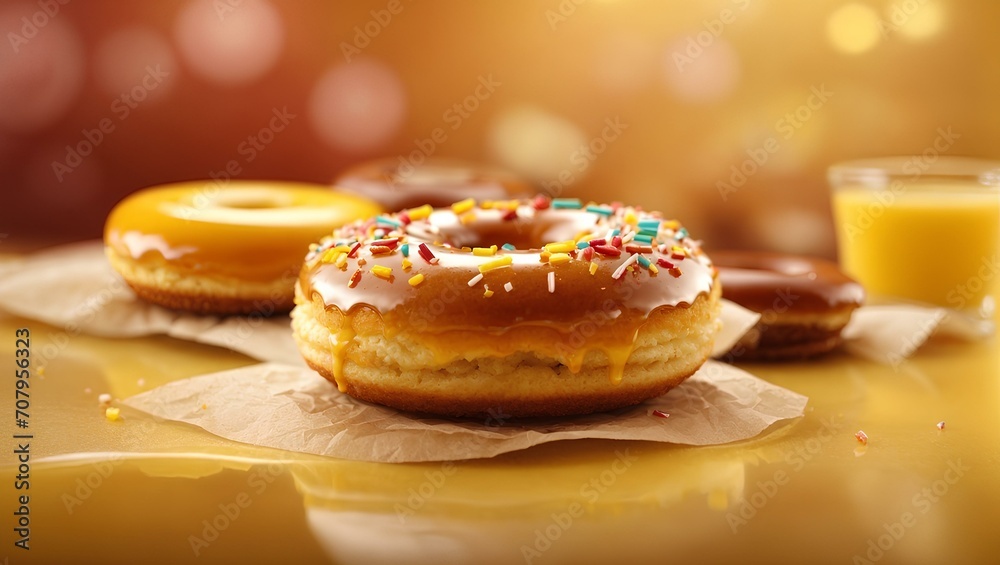 Donuts with honey and caramel, food