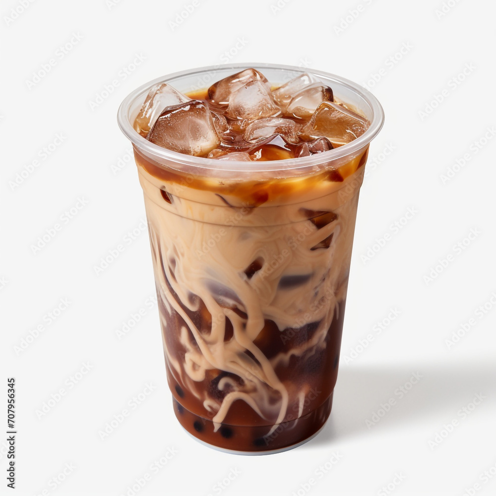 photography of a plastic cup of an iced coffee isolated on a transparent background created with Generative Ai photography of a plastic cup of an iced coffee isolated on a transparent background created with Generative Ai