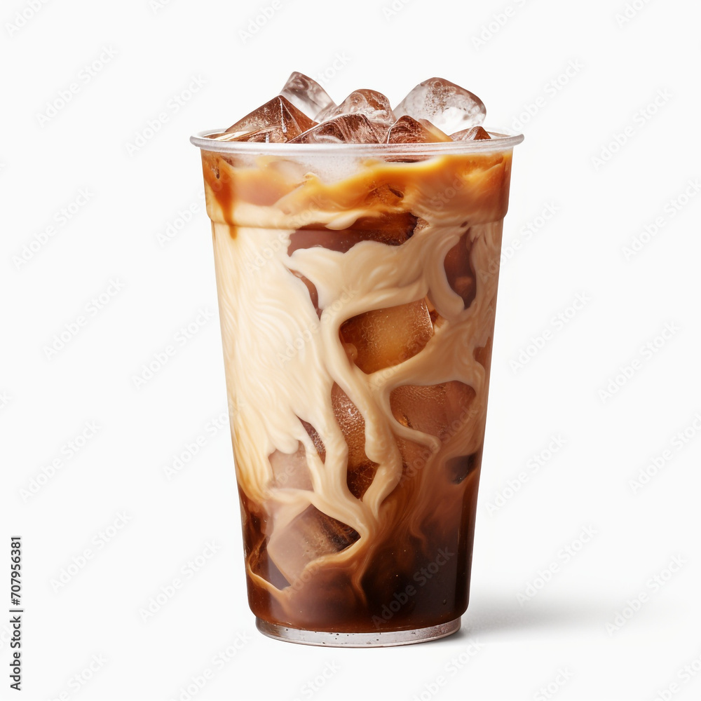 photography of a plastic cup of an iced coffee isolated on a transparent background created with Generative Ai photography of a plastic cup of an iced coffee isolated on a transparent background created with Generative Ai