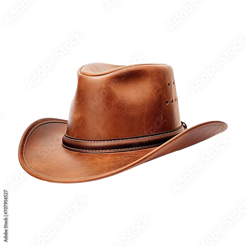 Brown cowboy hat on transparent background