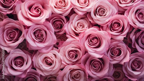 Wall texture wallpaper with a top view of pink  rose flowers  Valentine s day  bunch of  Generative AI.