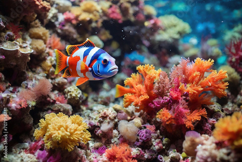 Colorful tropical fish and corals in the Red Sea. Egypt
